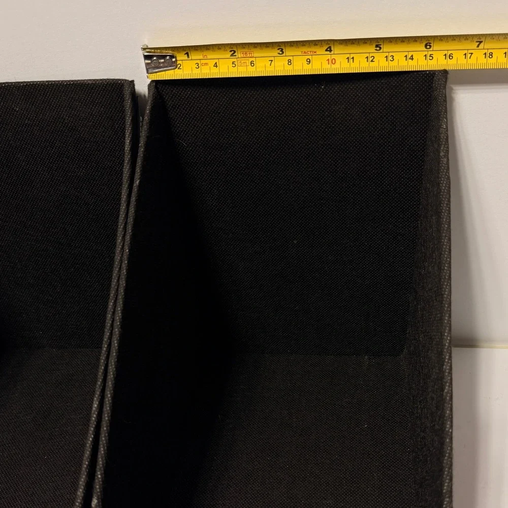 Dark Brown Fabric Media Holder Set of 2 Contrast‎ Stitch Office Organizer Bin